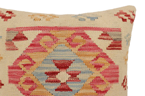 handmade Traditional Pillow Beige Red Hand-Woven SQUARE 100% WOOL  Hand woven turkish pillow  2 x 2