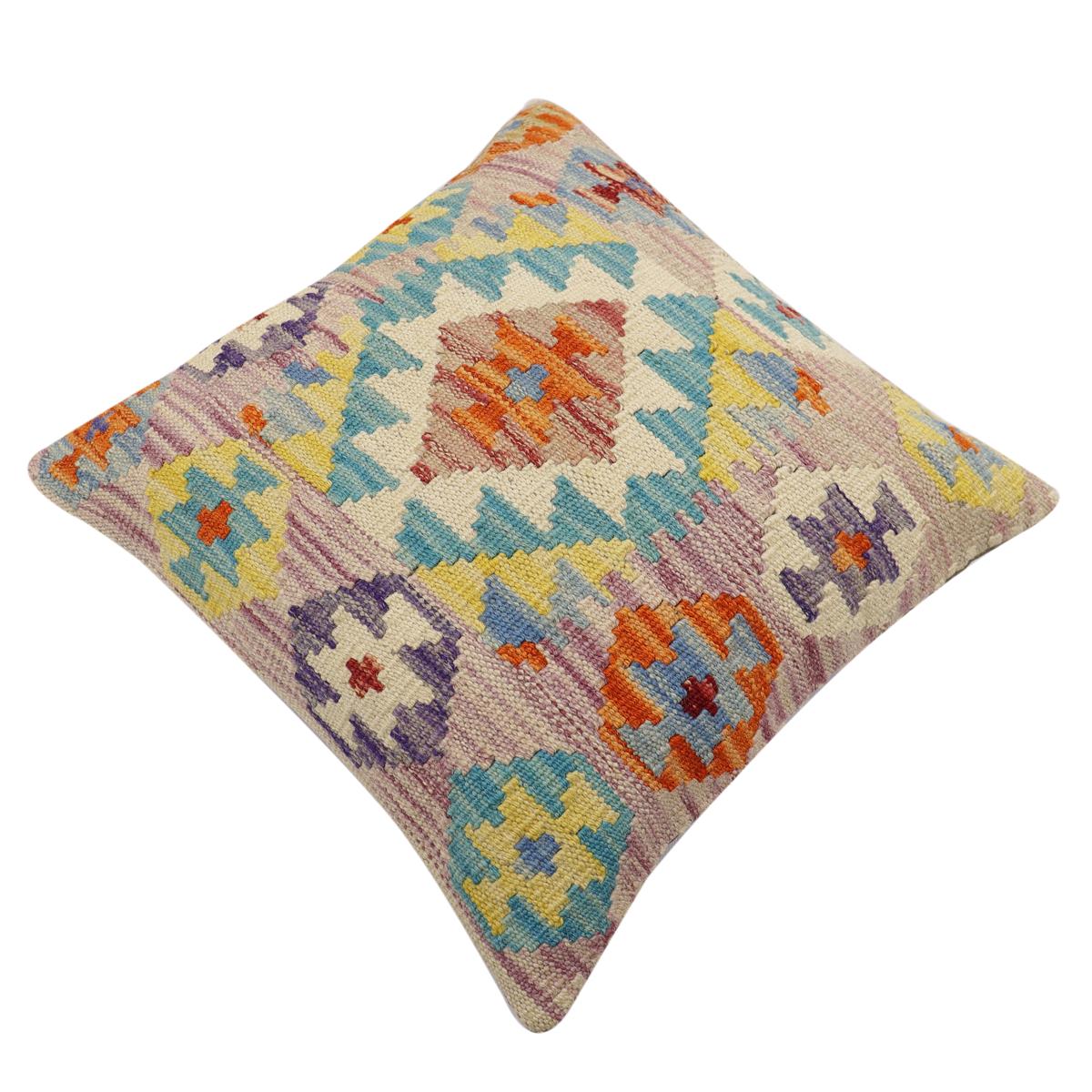handmade Traditional Pillow Purple Blue Hand-Woven SQUARE 100% WOOL Hand woven turkish pillow2 x 2