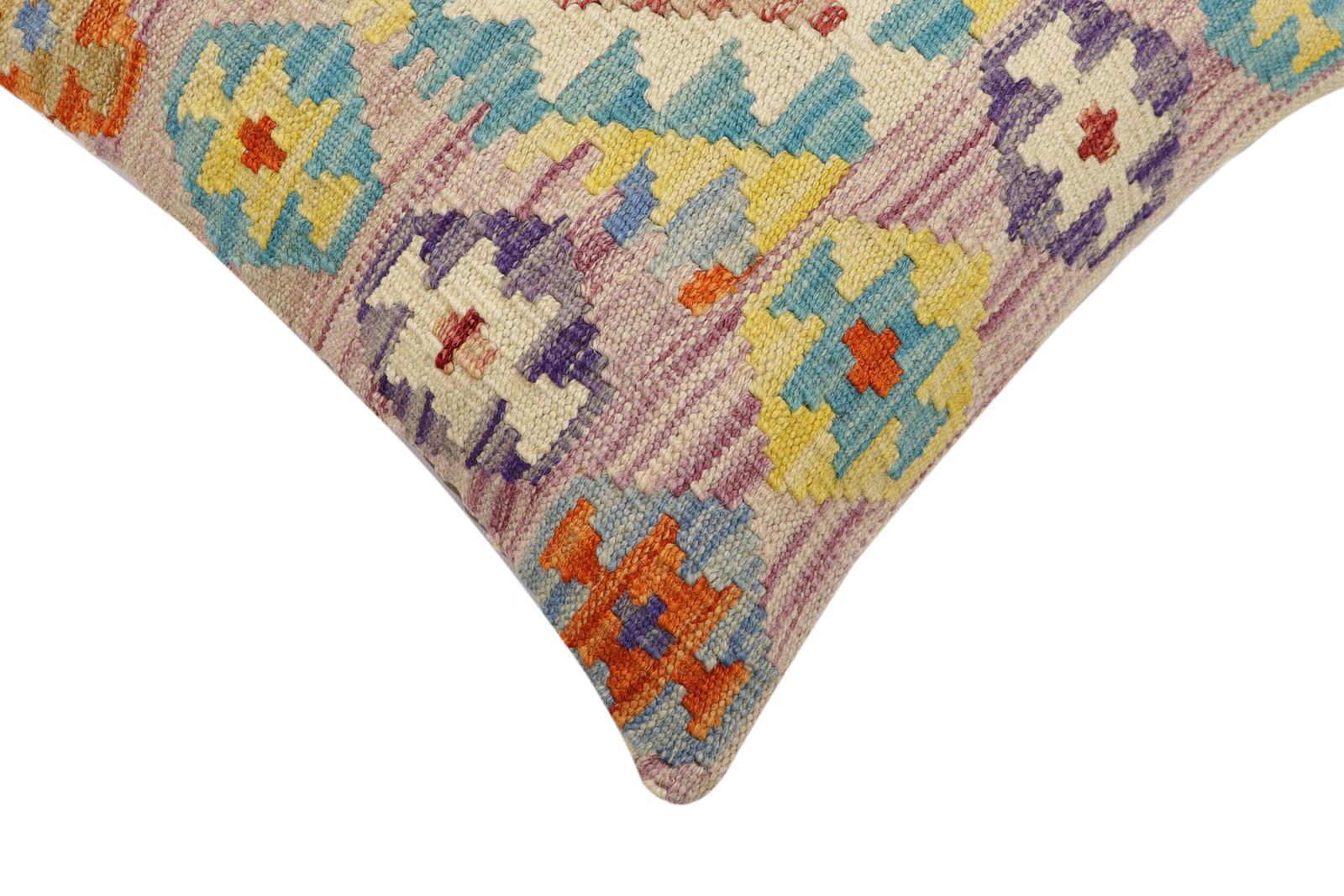 handmade Traditional Pillow Purple Blue Hand-Woven SQUARE 100% WOOL Hand woven turkish pillow2 x 2