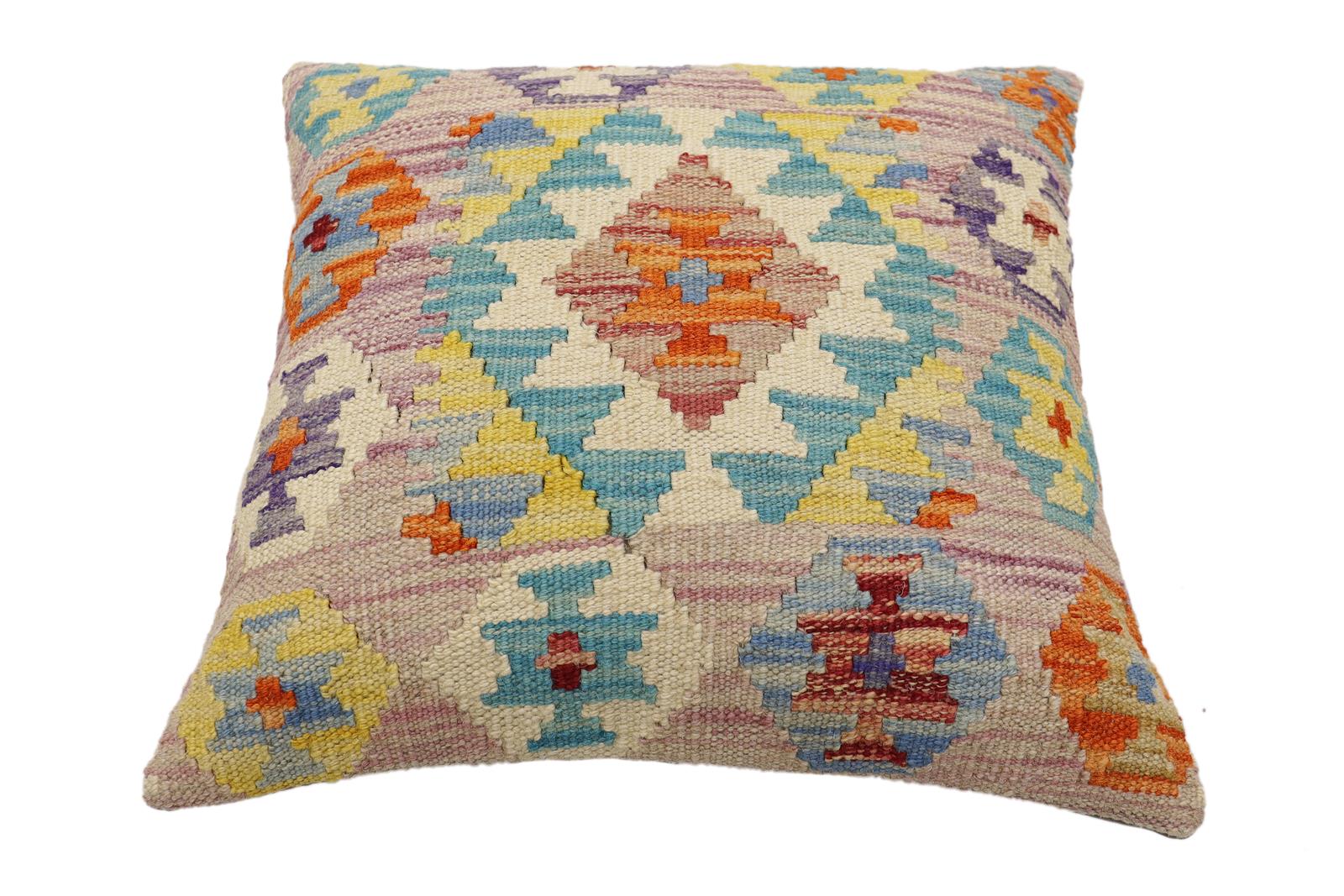handmade Traditional Pillow Purple Blue Hand-Woven SQUARE 100% WOOL Hand woven turkish pillow2 x 2