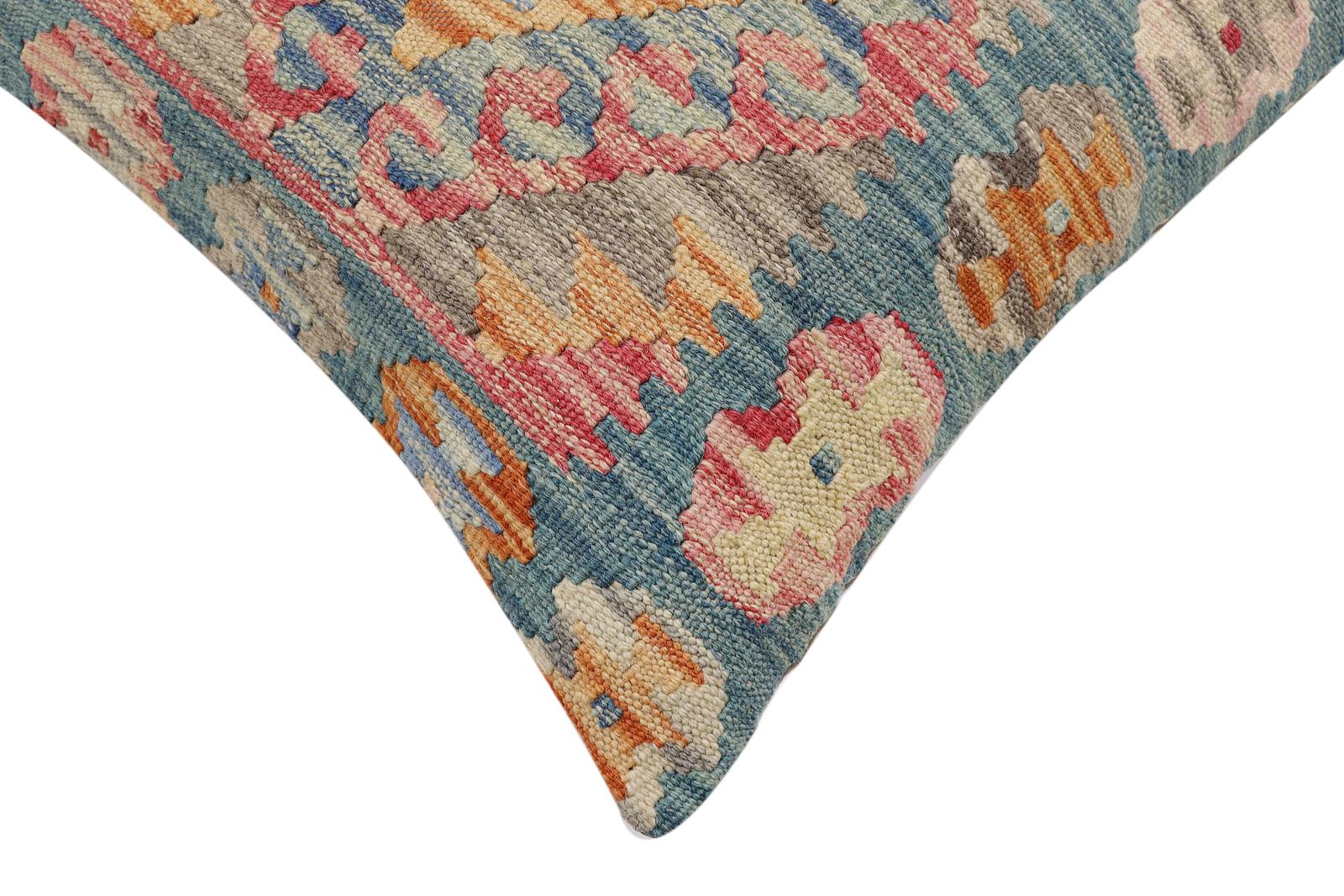 handmade Traditional Pillow Blue Red Hand-Woven SQUARE 100% WOOL Hand woven turkish pillow2 x 2