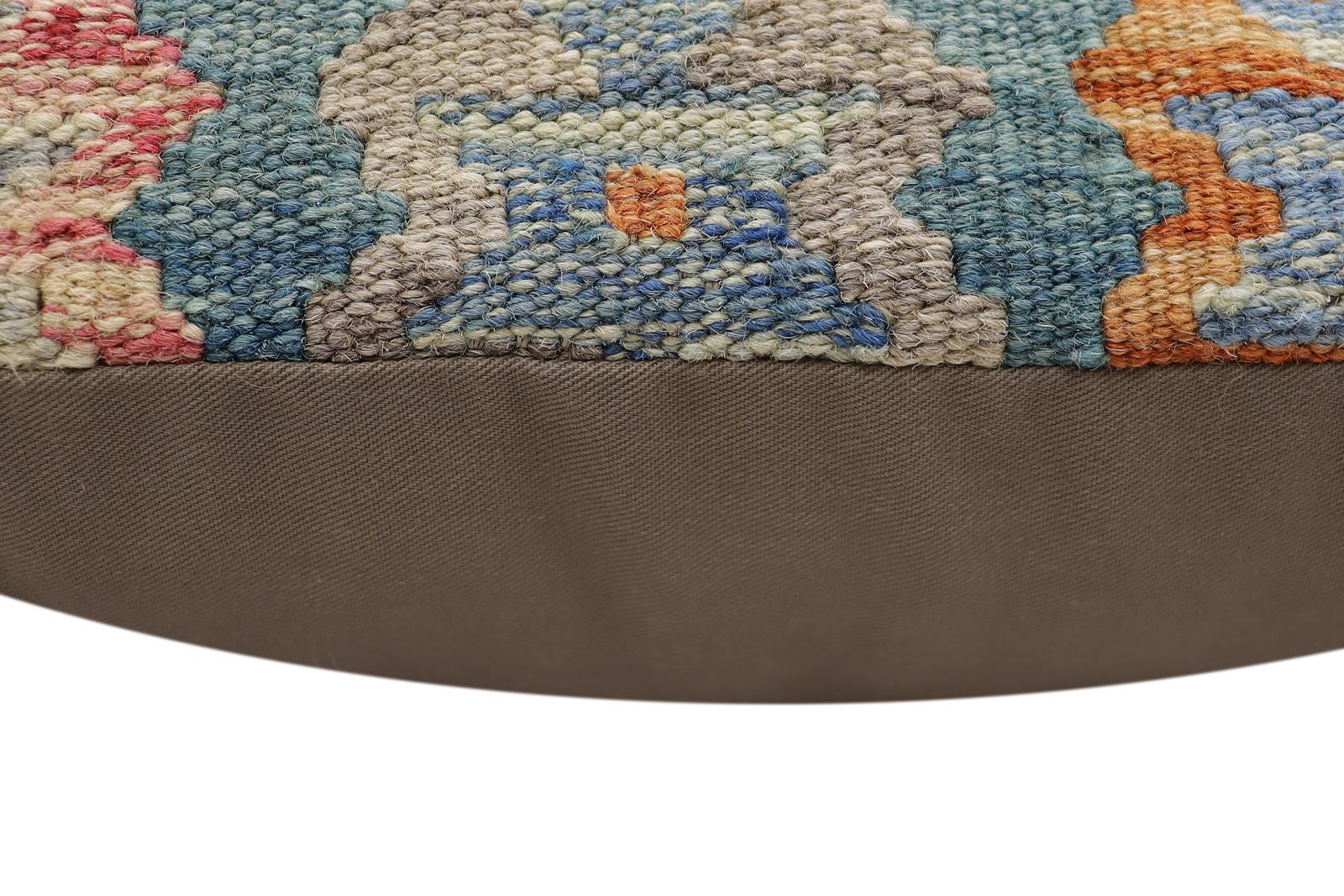 handmade Traditional Pillow Blue Red Hand-Woven SQUARE 100% WOOL Hand woven turkish pillow2 x 2