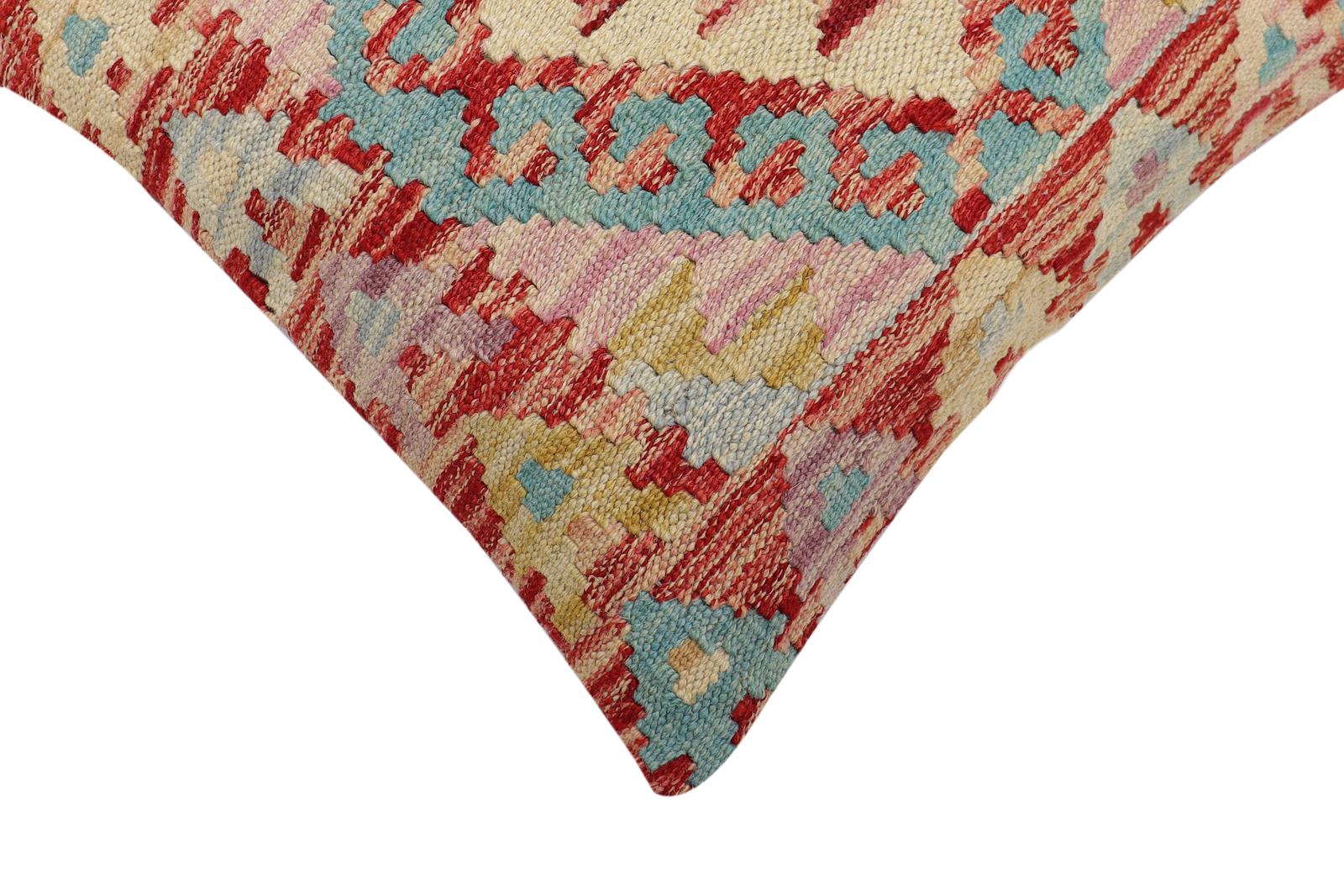 handmade Traditional Pillow Red Blue Hand-Woven SQUARE 100% WOOL Hand woven turkish pillow2 x 2