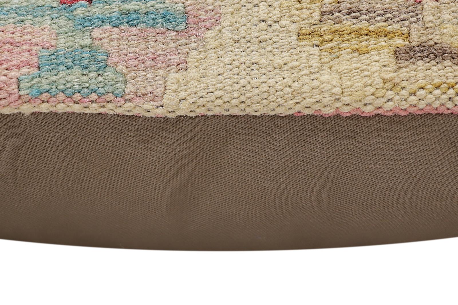 handmade Traditional Pillow Beige Red Hand-Woven SQUARE 100% WOOL Hand woven turkish pillow2 x 2
