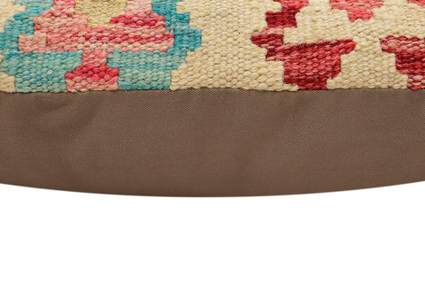 handmade Traditional Pillow Beige Red Hand-Woven SQUARE 100% WOOL  Hand woven turkish pillow  2 x 2