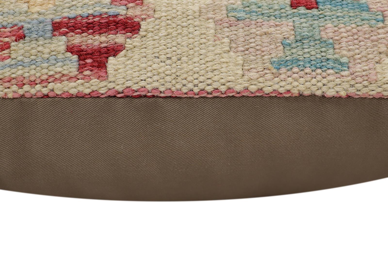 handmade Traditional Pillow Beige Red Hand-Woven SQUARE 100% WOOL Hand woven turkish pillow2 x 2