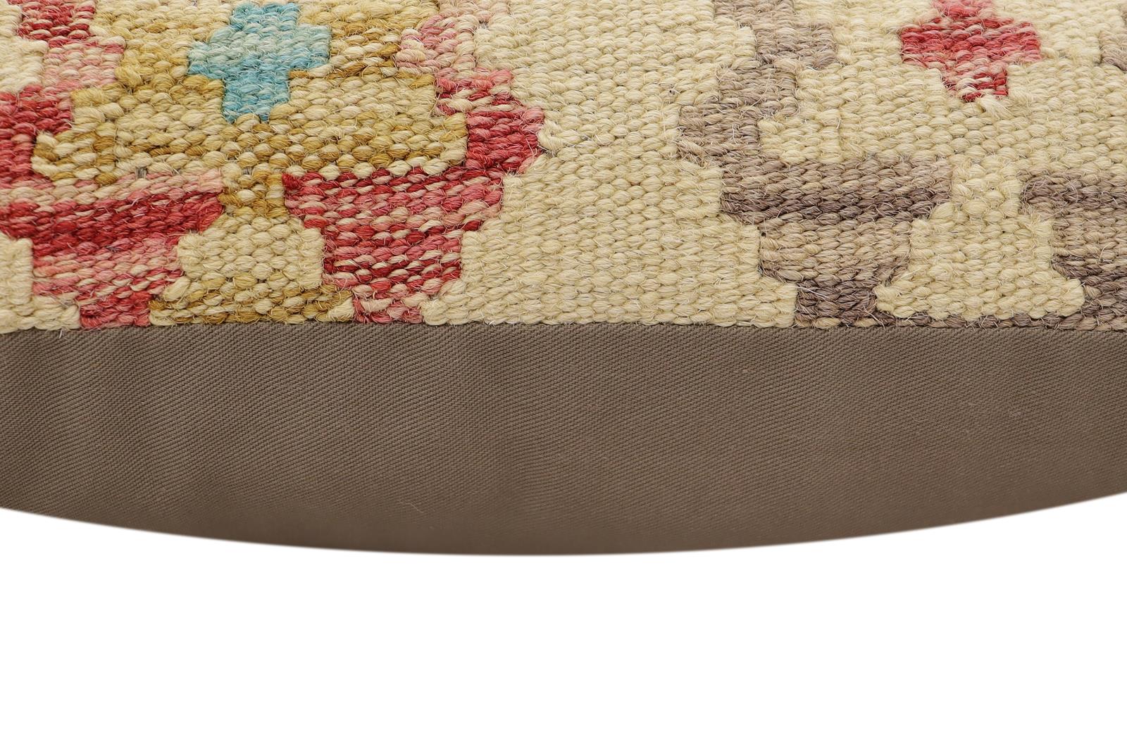 handmade Traditional Pillow Beige Red Hand-Woven SQUARE 100% WOOL Hand woven turkish pillow2 x 2