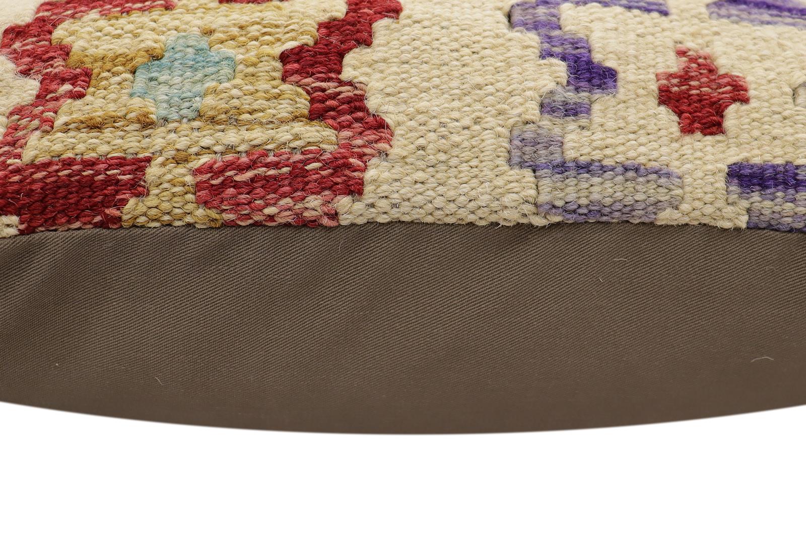handmade Traditional Pillow Beige Red Hand-Woven SQUARE 100% WOOL Hand woven turkish pillow2 x 2
