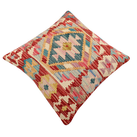 handmade Traditional Pillow Red Blue Hand-Woven SQUARE 100% WOOL Hand woven turkish pillow2 x 2
