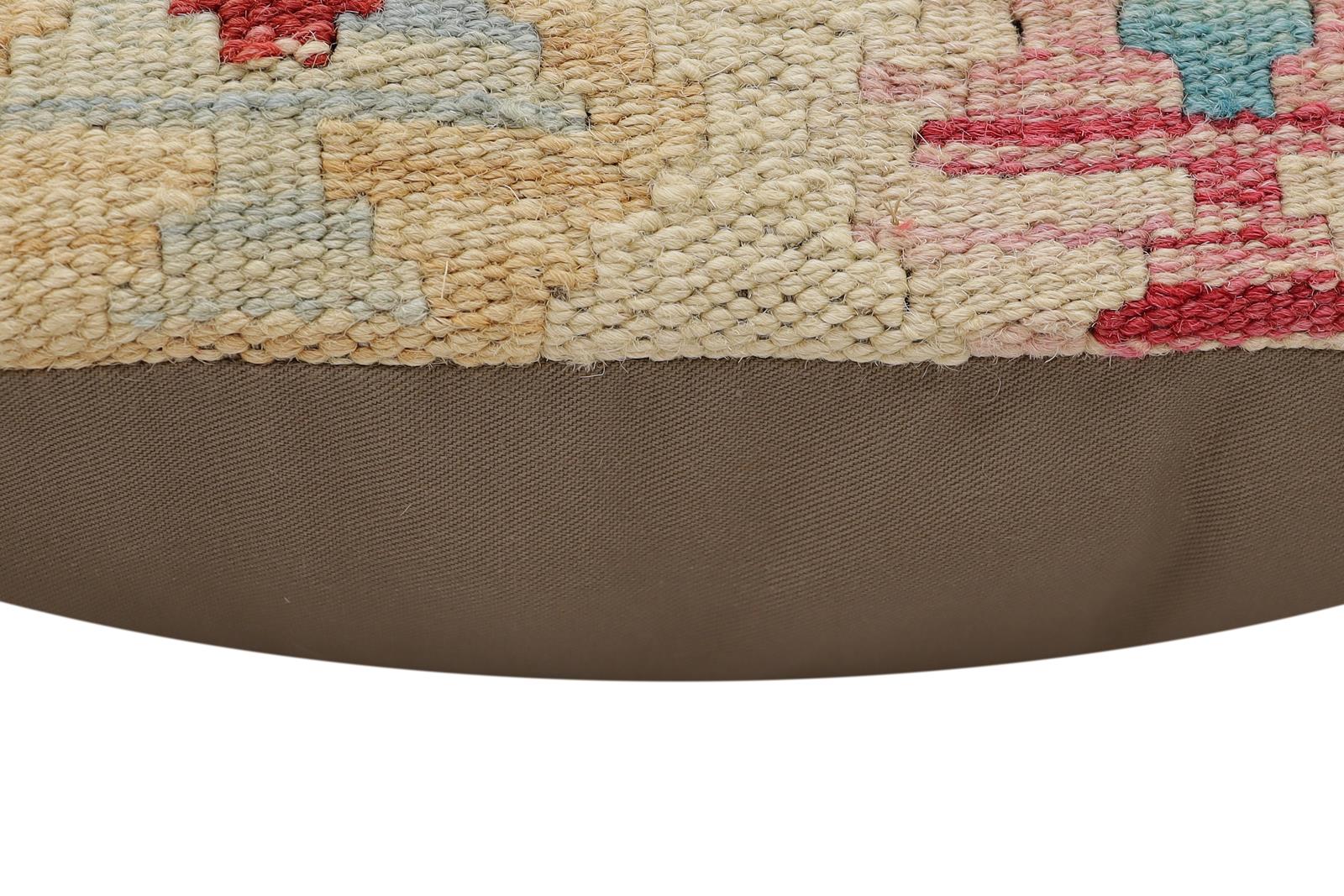 handmade Traditional Pillow Beige Red Hand-Woven SQUARE 100% WOOL Hand woven turkish pillow2 x 2