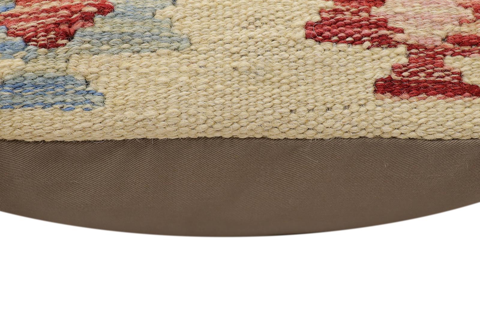 handmade Traditional Pillow Beige Rust Hand-Woven SQUARE 100% WOOL Hand woven turkish pillow2 x 2