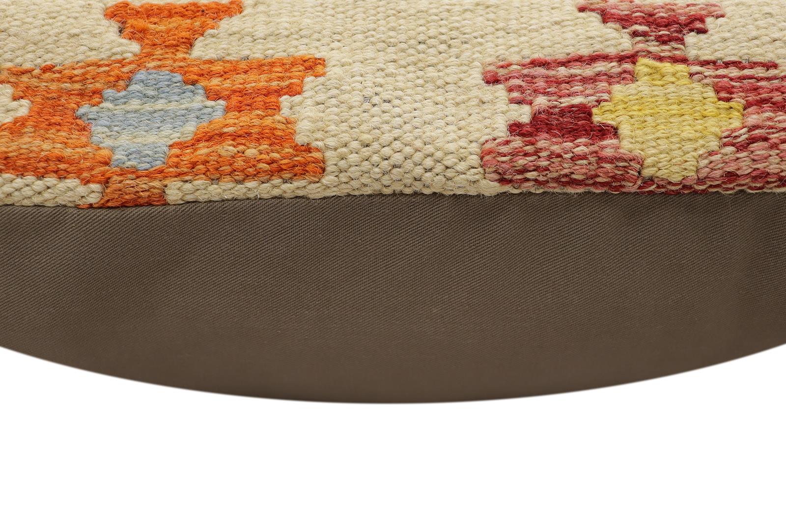 handmade Traditional Pillow Beige Rust Hand-Woven SQUARE 100% WOOL Hand woven turkish pillow2 x 2
