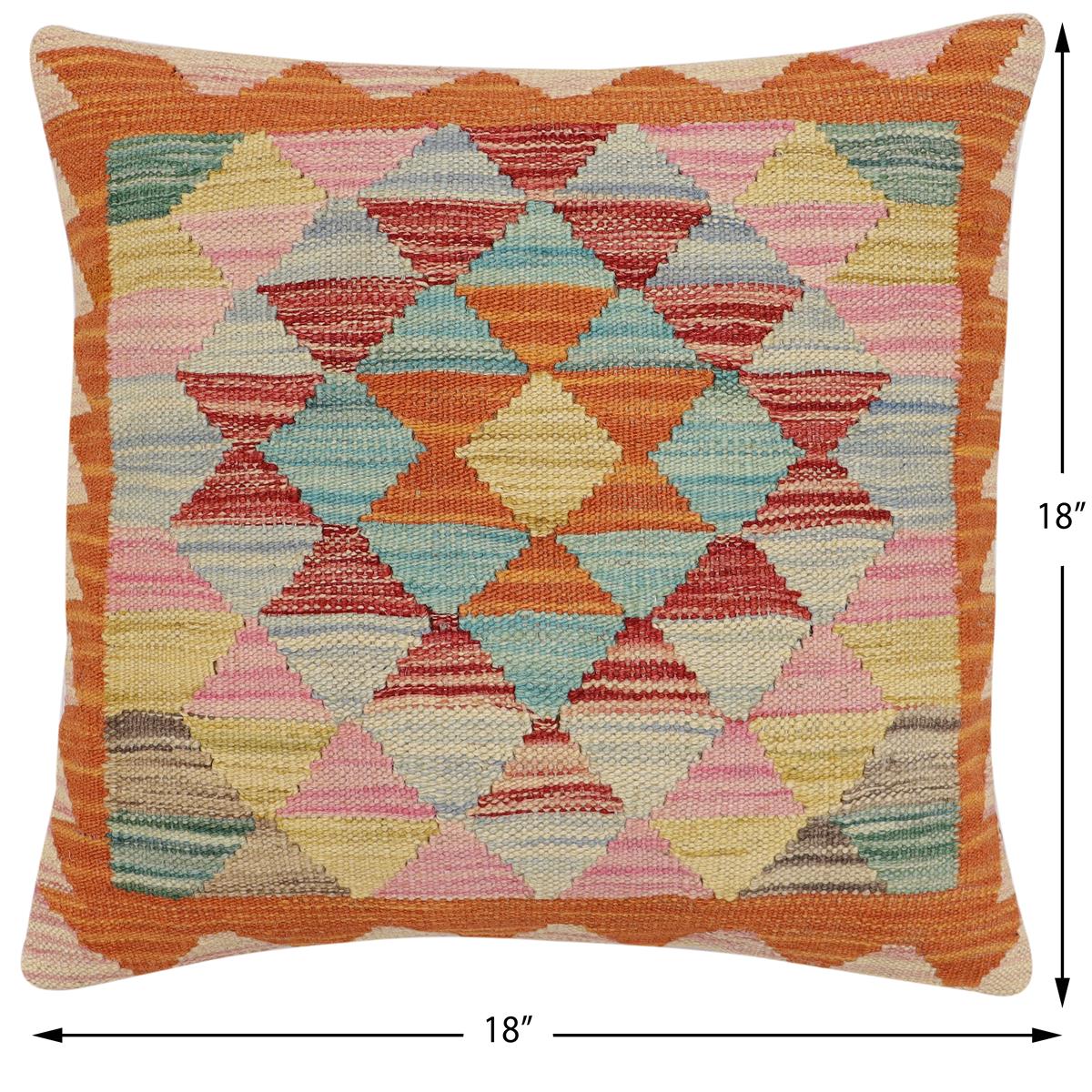 handmade Traditional Pillow Rust Red Hand-Woven SQUARE 100% WOOL Hand woven turkish pillow2 x 2