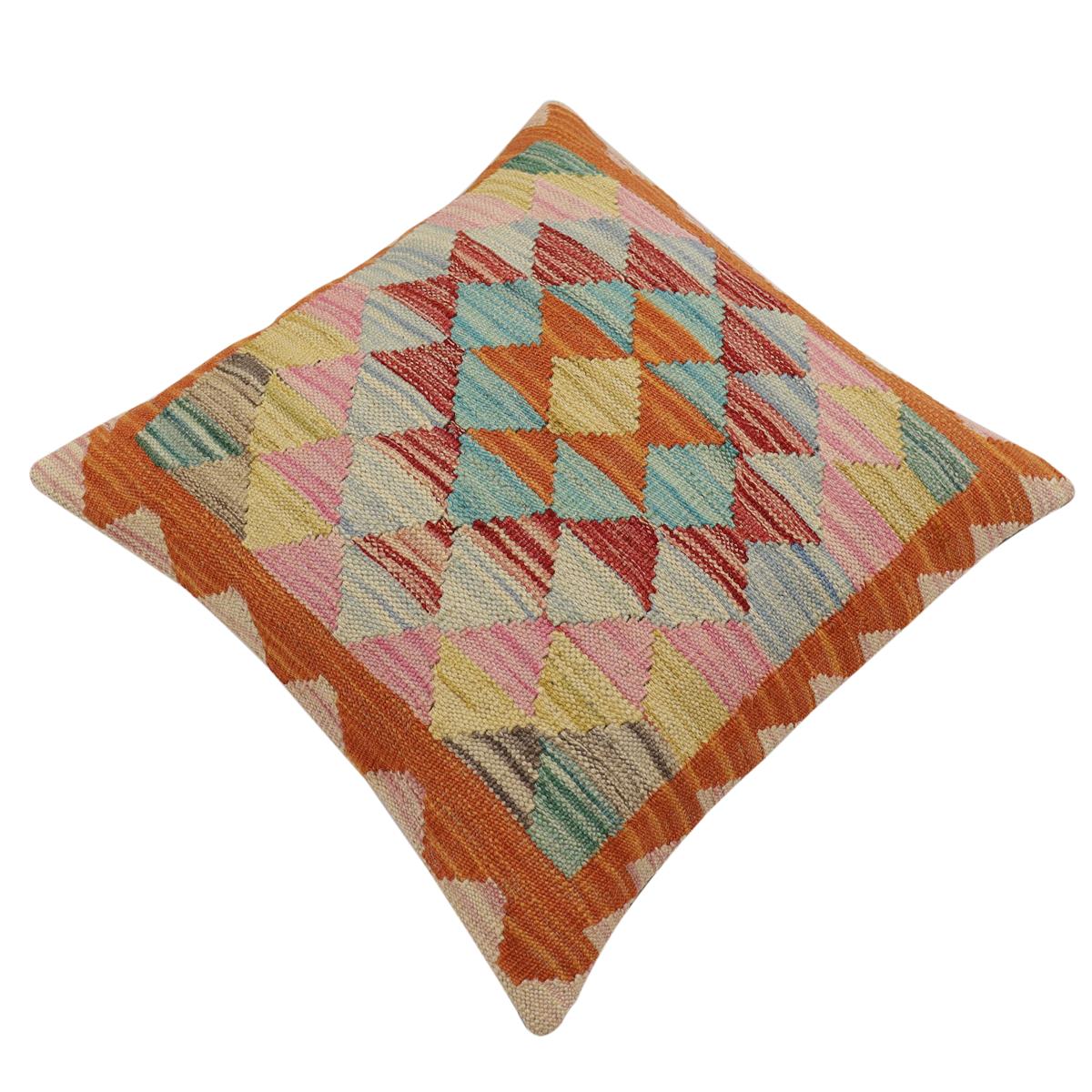 handmade Traditional Pillow Rust Red Hand-Woven SQUARE 100% WOOL Hand woven turkish pillow2 x 2