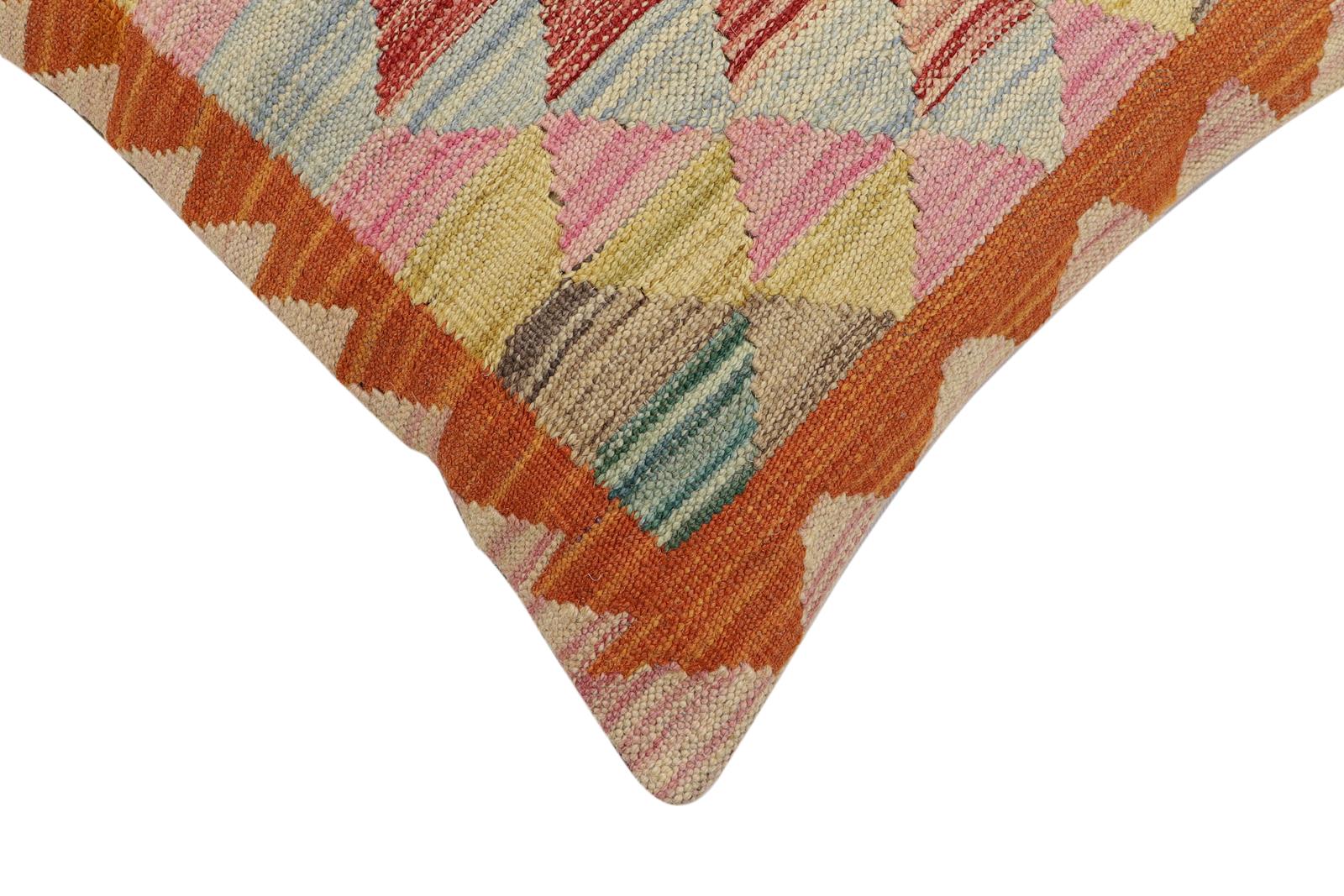 handmade Traditional Pillow Rust Red Hand-Woven SQUARE 100% WOOL Hand woven turkish pillow2 x 2