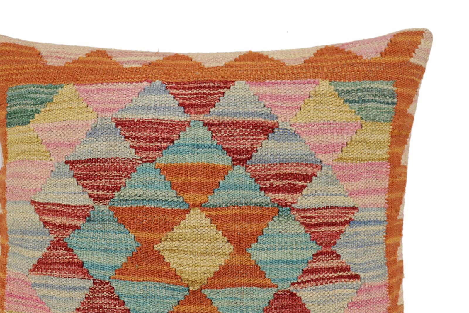 handmade Traditional Pillow Rust Red Hand-Woven SQUARE 100% WOOL Hand woven turkish pillow2 x 2