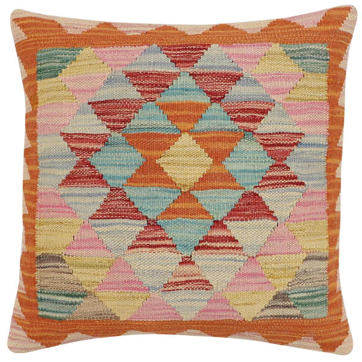 handmade Traditional Pillow Rust Red Hand-Woven SQUARE 100% WOOL Hand woven turkish pillow2 x 2