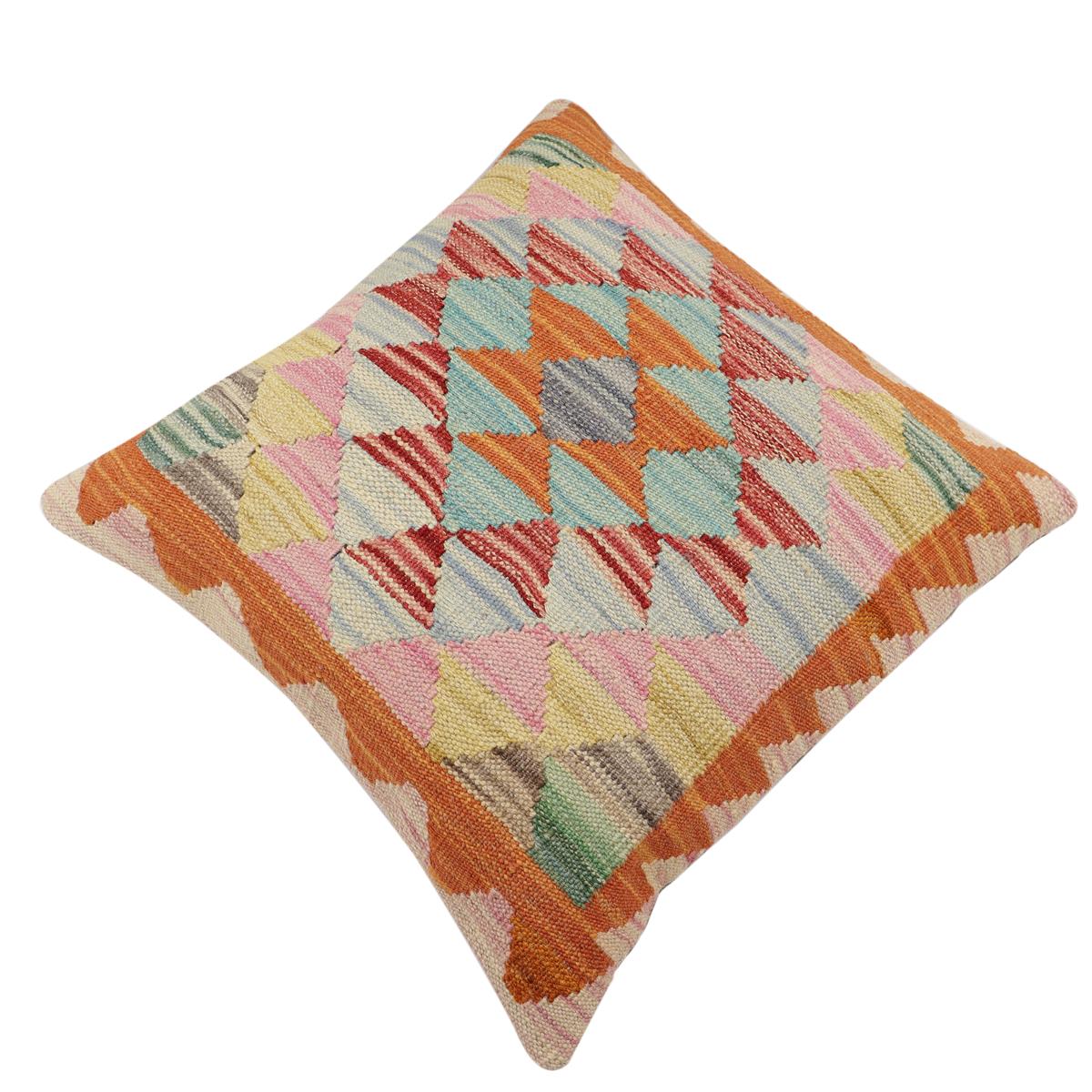 handmade Traditional Pillow Rust Red Hand-Woven SQUARE 100% WOOL Hand woven turkish pillow2 x 2