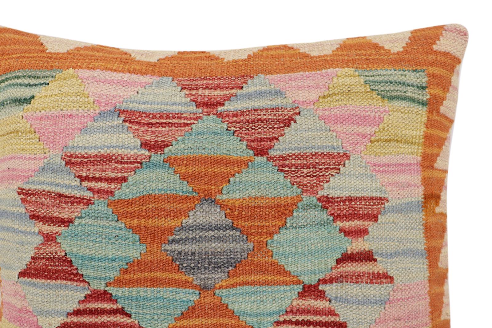 handmade Traditional Pillow Rust Red Hand-Woven SQUARE 100% WOOL Hand woven turkish pillow2 x 2