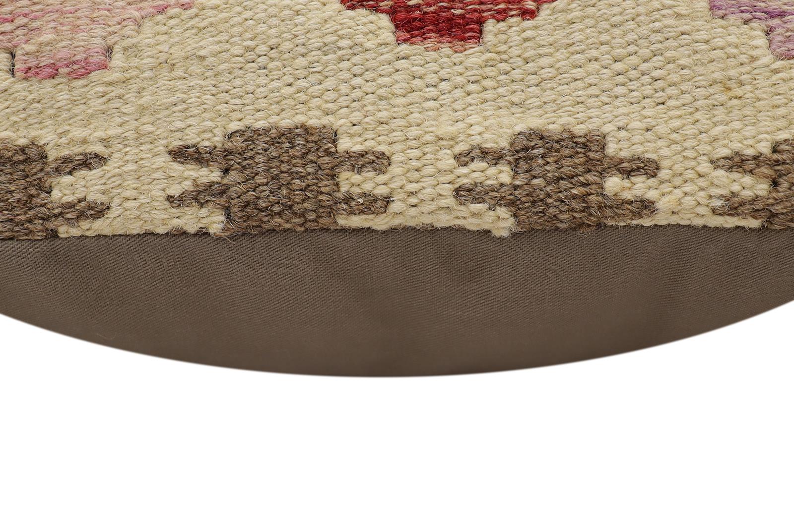 handmade Traditional Pillow Beige Red Hand-Woven SQUARE 100% WOOL Hand woven turkish pillow2 x 2