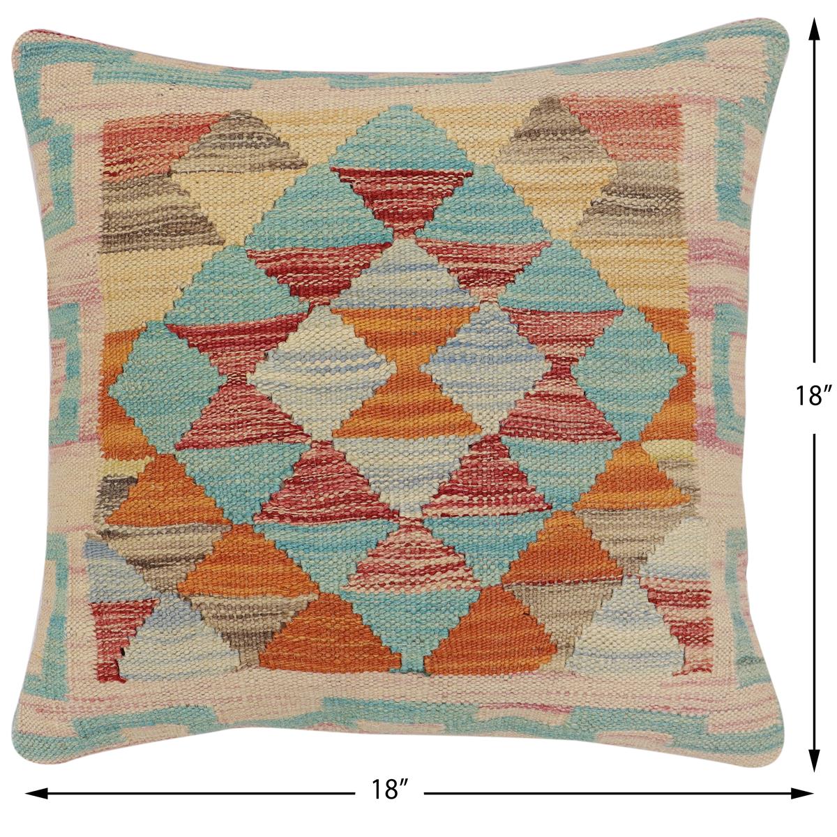 handmade Traditional Pillow Red Rust Hand-Woven SQUARE 100% WOOL Hand woven turkish pillow2 x 2