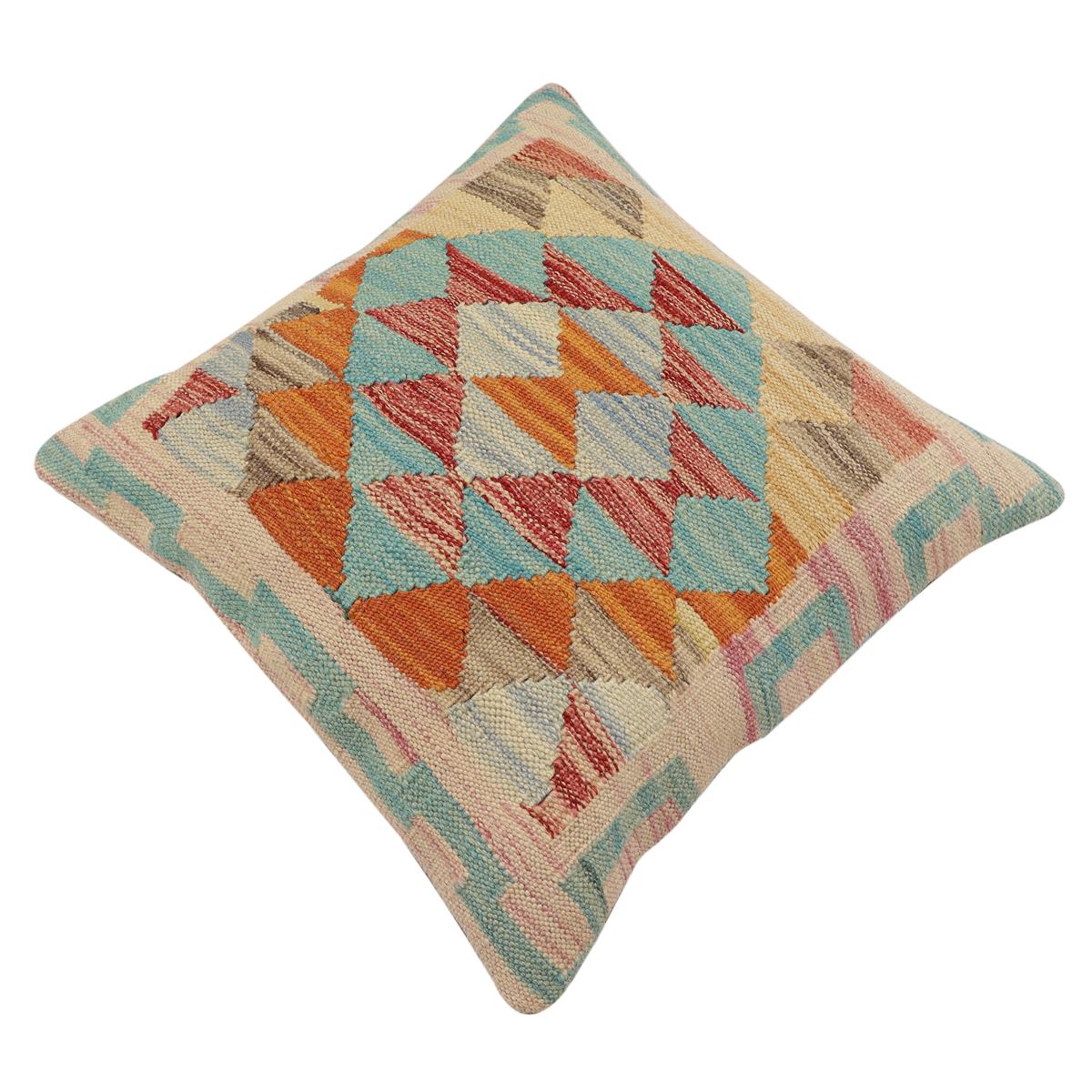 handmade Traditional Pillow Red Rust Hand-Woven SQUARE 100% WOOL Hand woven turkish pillow2 x 2