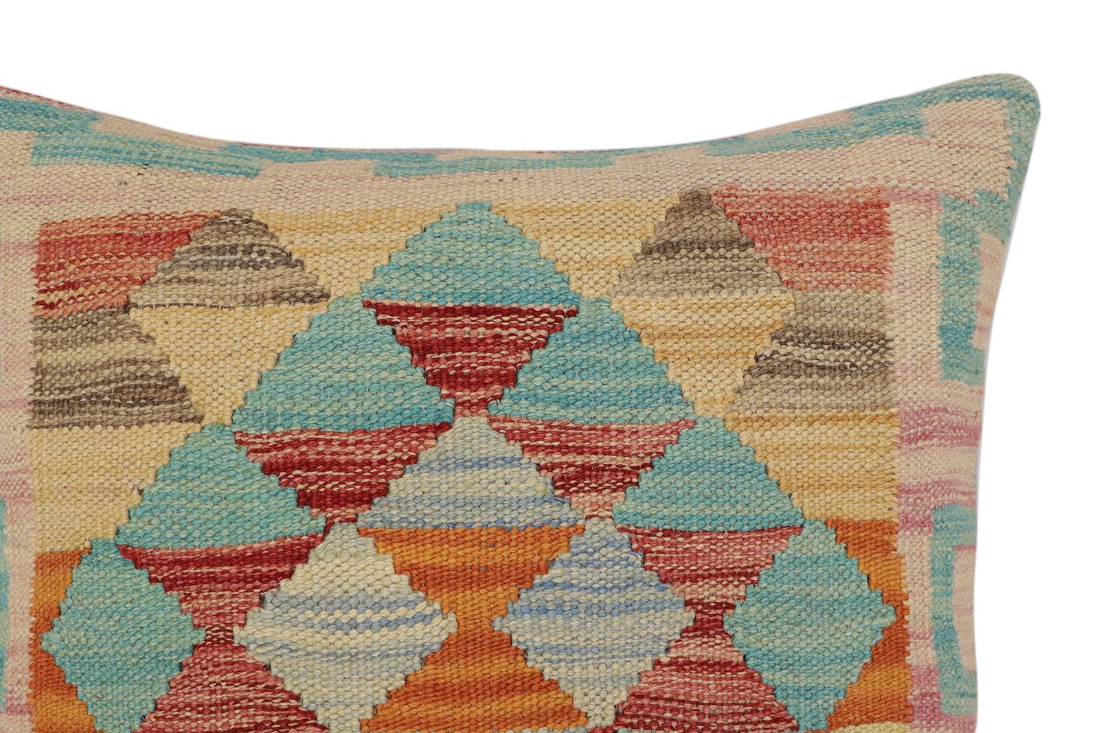 handmade Traditional Pillow Red Rust Hand-Woven SQUARE 100% WOOL Hand woven turkish pillow2 x 2