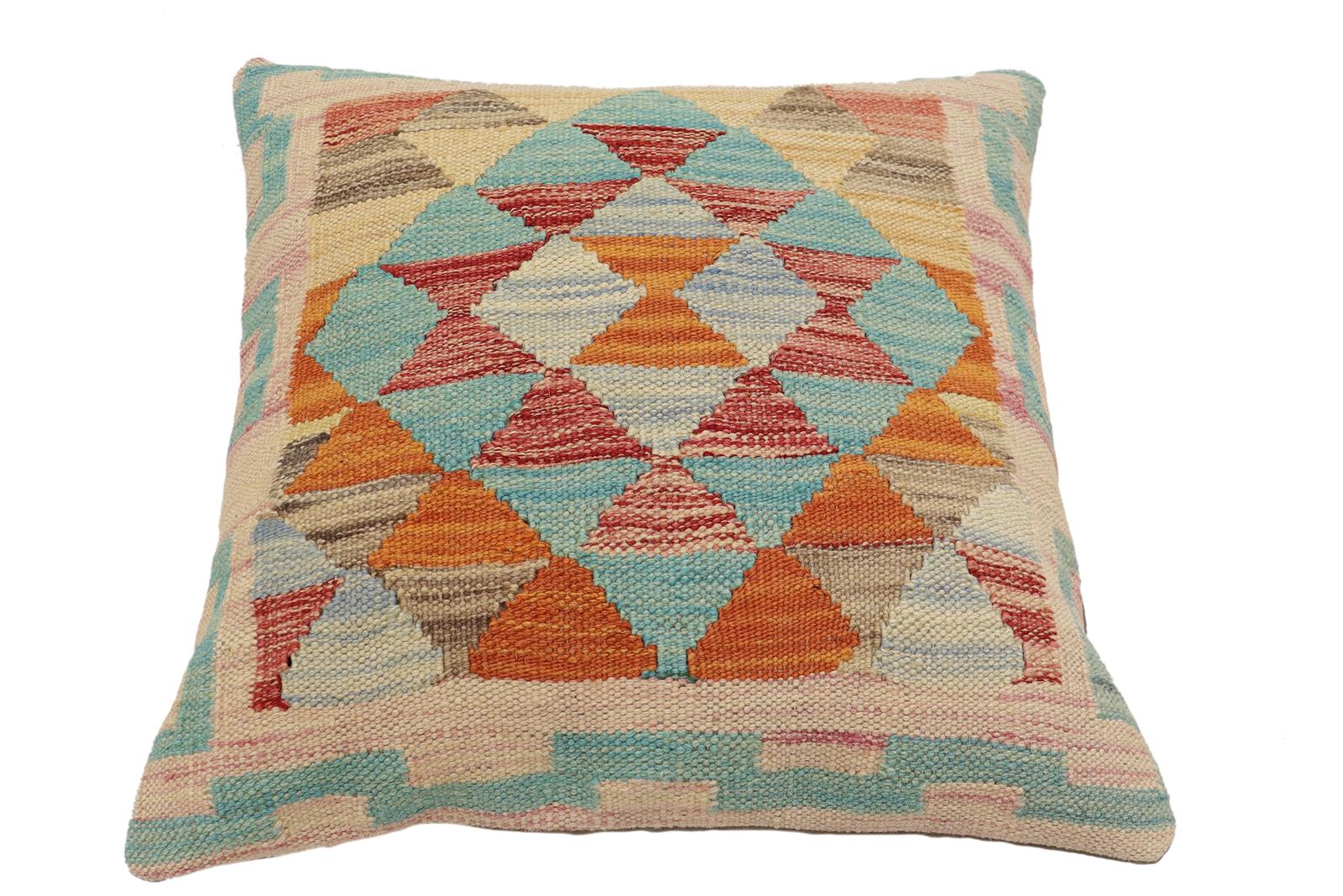 handmade Traditional Pillow Red Rust Hand-Woven SQUARE 100% WOOL Hand woven turkish pillow2 x 2