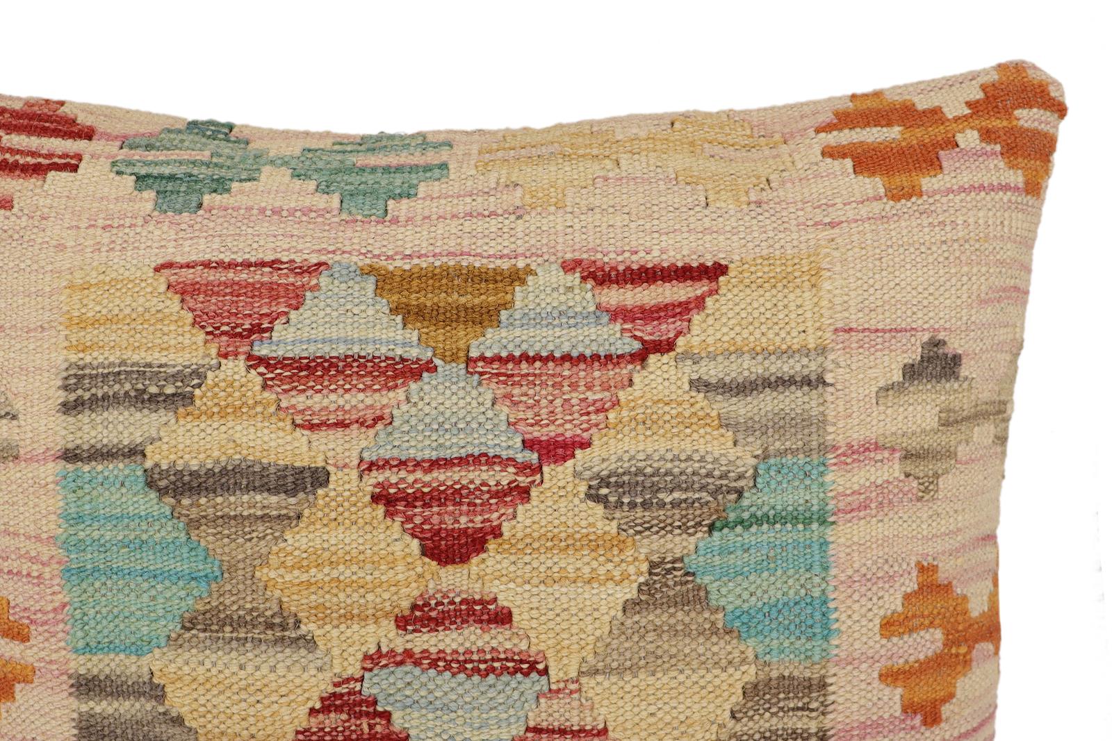 handmade Traditional Pillow Red Blue Hand-Woven SQUARE 100% WOOL Hand woven turkish pillow2 x 2