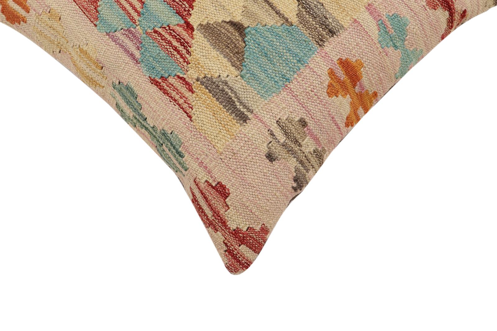 handmade Traditional Pillow Red Blue Hand-Woven SQUARE 100% WOOL Hand woven turkish pillow2 x 2