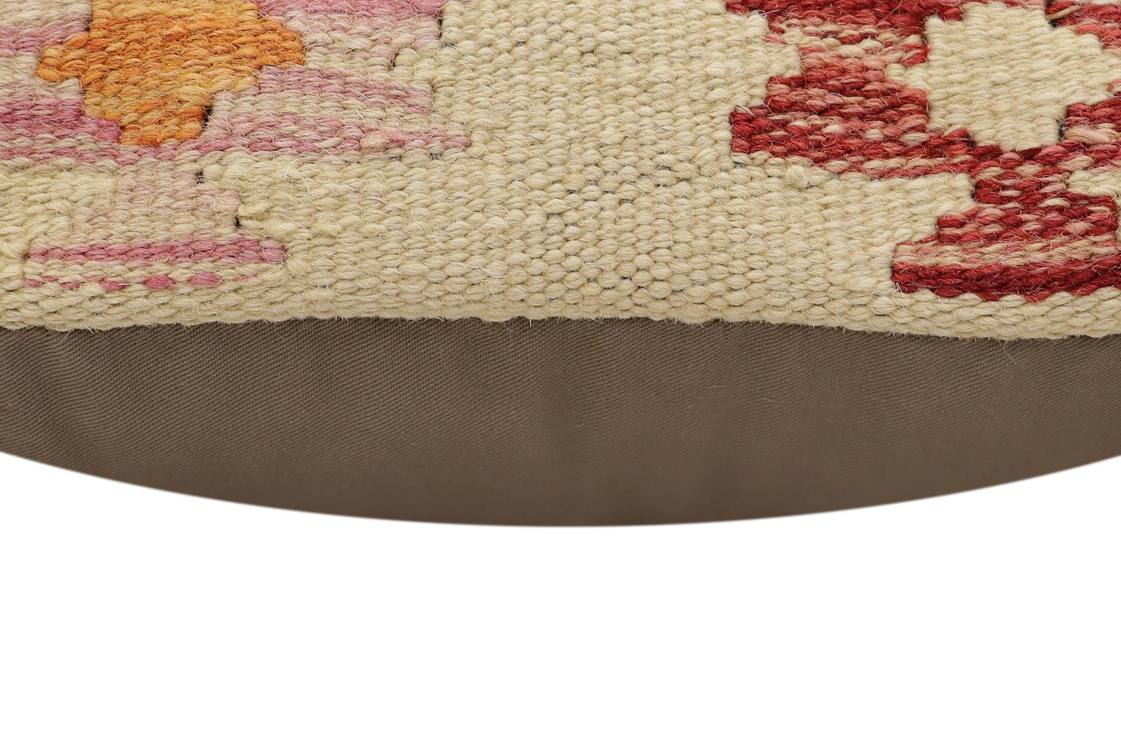 handmade Traditional Pillow Beige Rust Hand-Woven SQUARE 100% WOOL Hand woven turkish pillow2 x 2