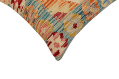handmade Traditional Pillow Blue Rust Hand-Woven SQUARE 100% WOOL  Hand woven turkish pillow  3 x 5