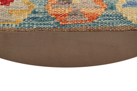 handmade Traditional Pillow Blue Rust Hand-Woven SQUARE 100% WOOL  Hand woven turkish pillow  3 x 5