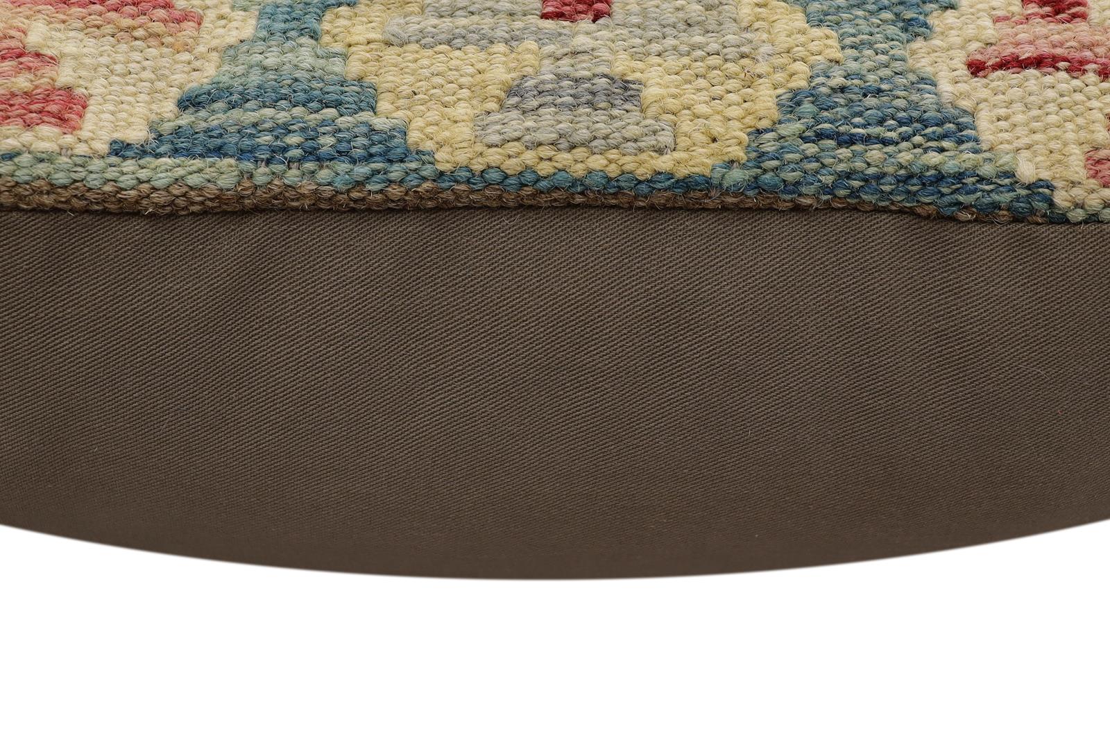 handmade Traditional Pillow Blue Rust Hand-Woven SQUARE 100% WOOL Hand woven turkish pillow2 x 2