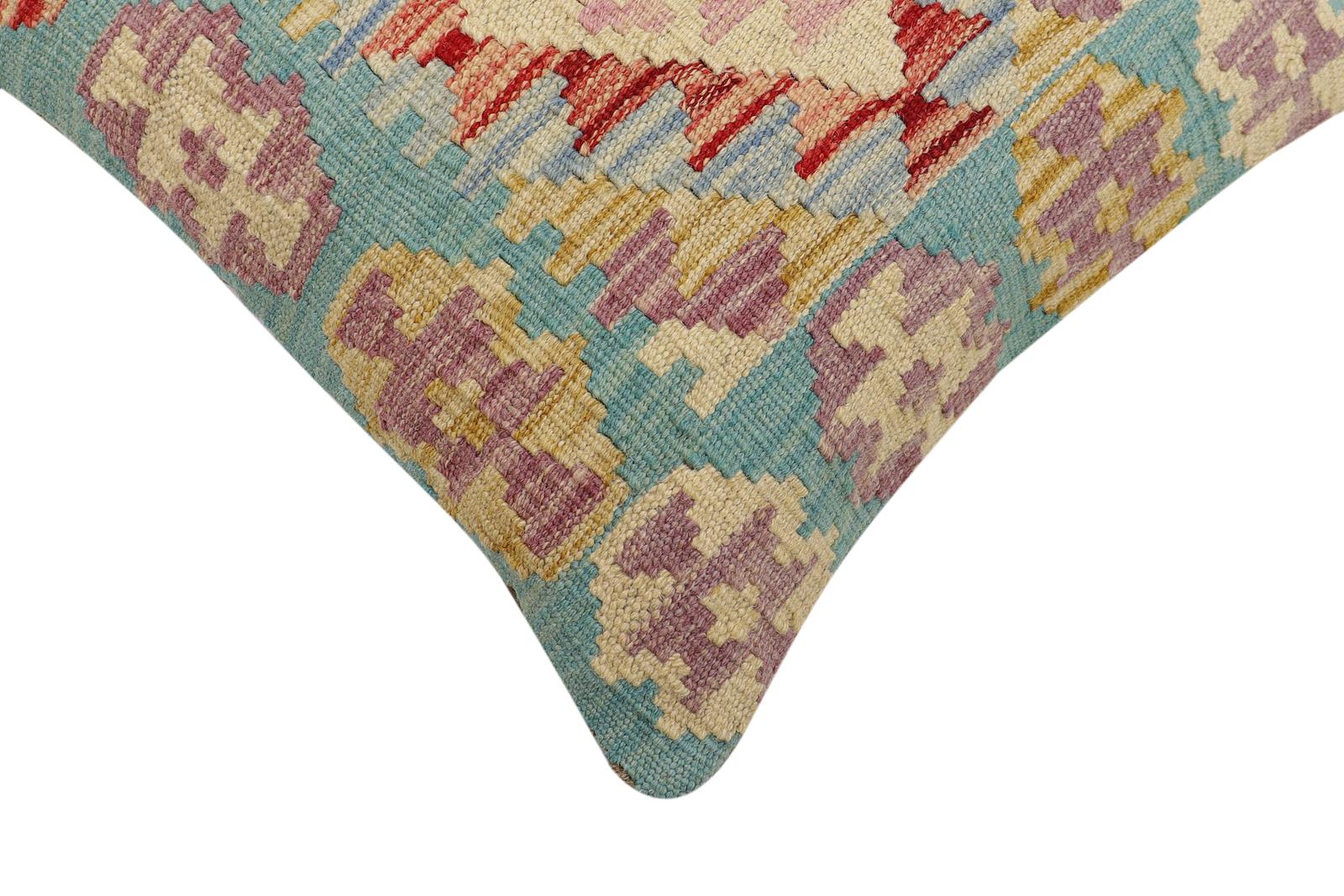 handmade Traditional Pillow Blue Rust Hand-Woven SQUARE 100% WOOL Hand woven turkish pillow2 x 2