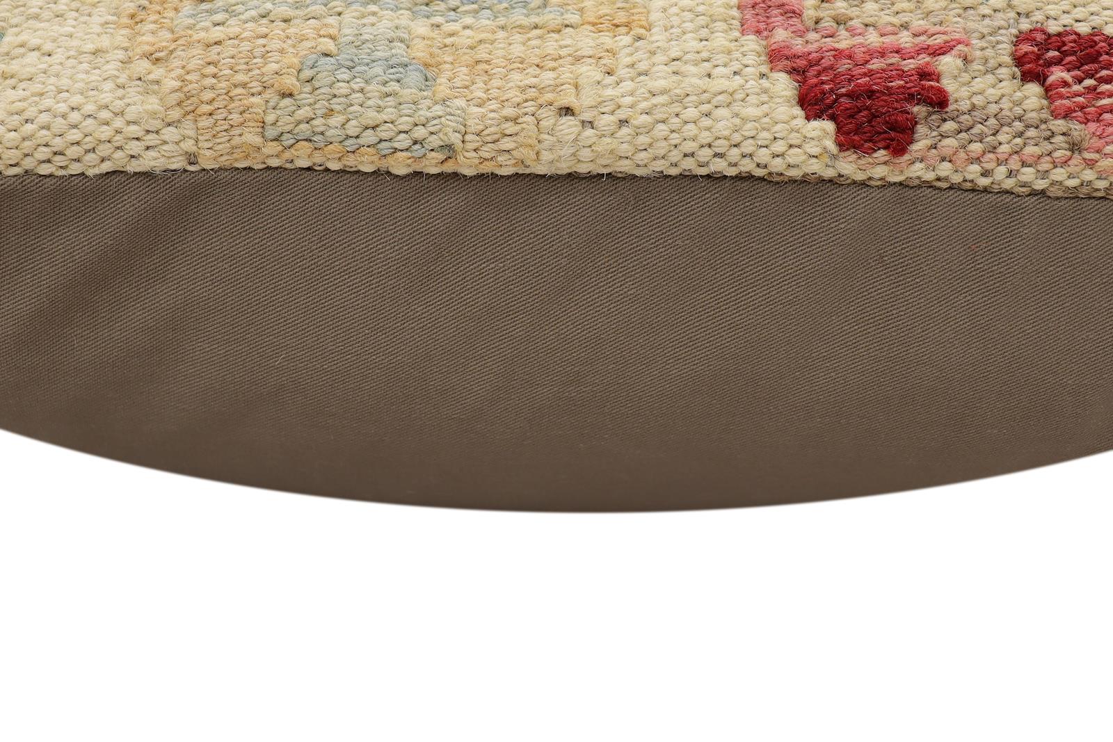 handmade Traditional Pillow Beige Red Hand-Woven SQUARE 100% WOOL Hand woven turkish pillow2 x 2