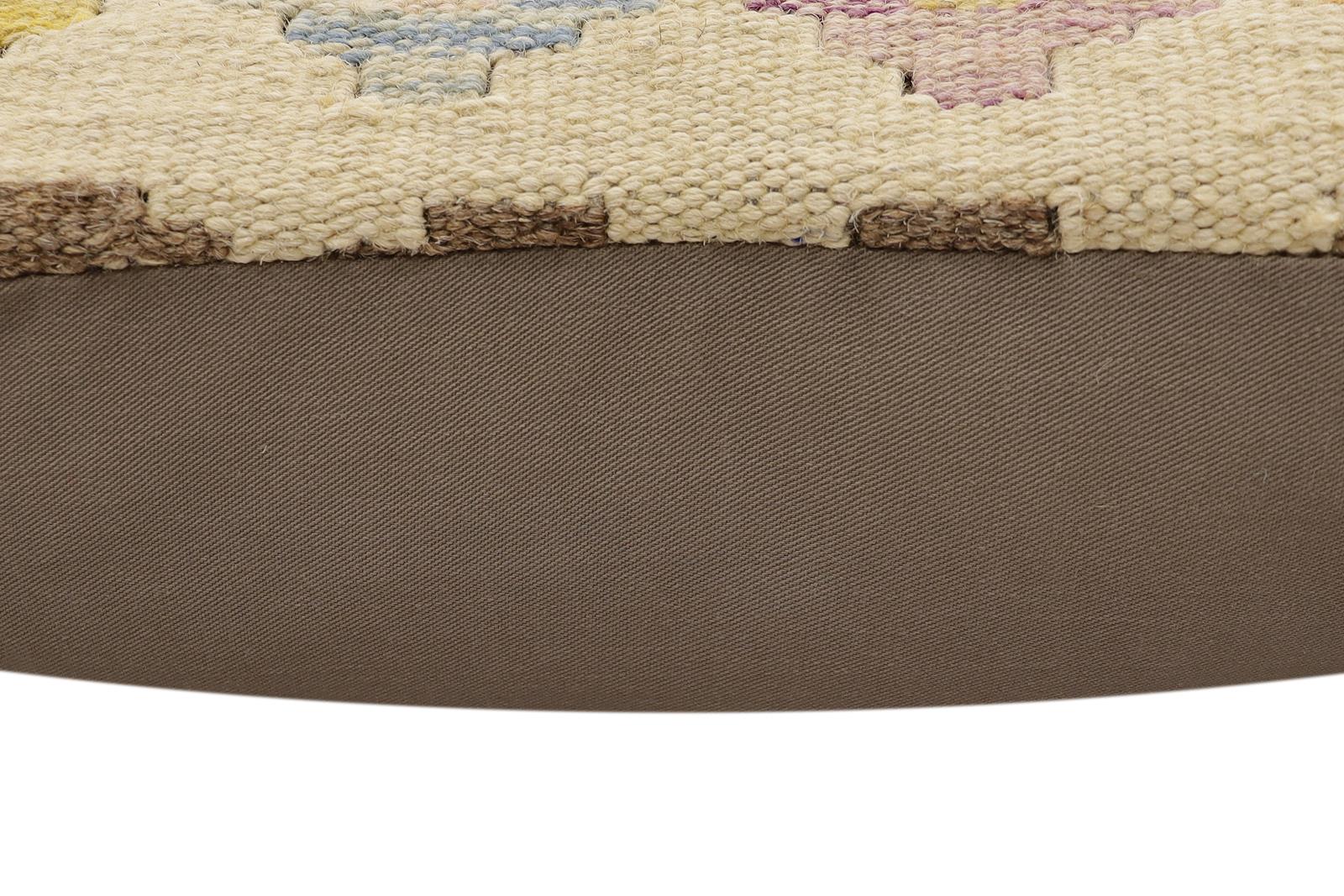 handmade Traditional Pillow Beige Rust Hand-Woven SQUARE 100% WOOL Hand woven turkish pillow2 x 2
