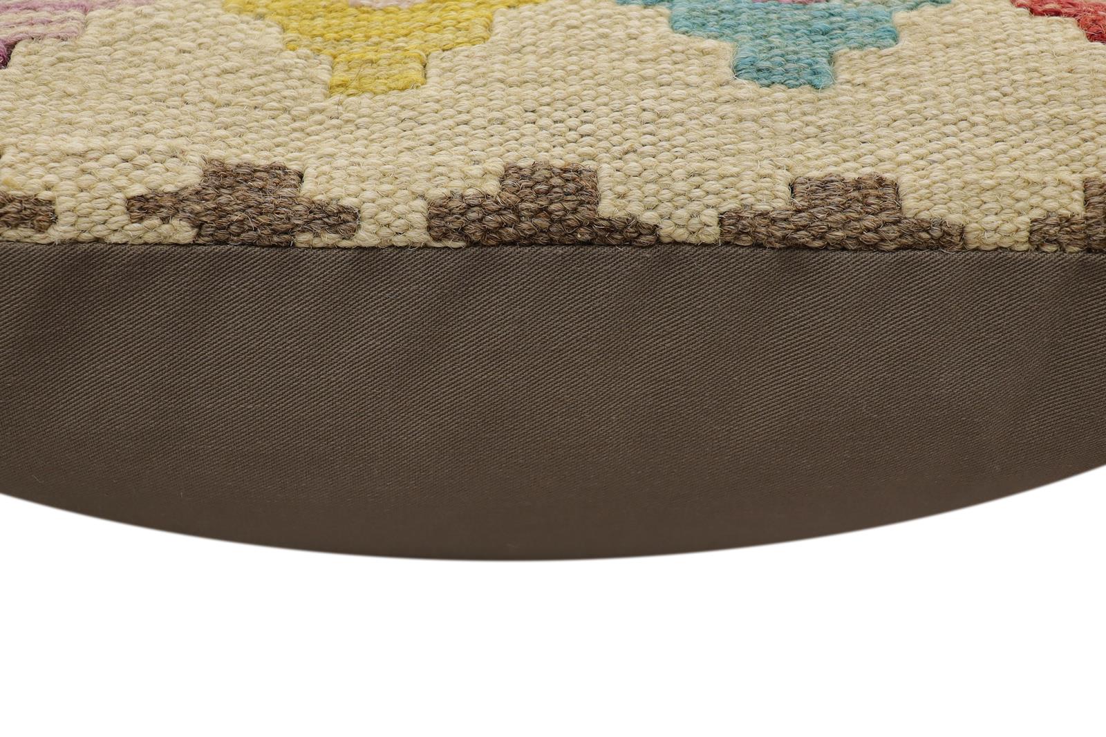 handmade Traditional Pillow Beige Rust Hand-Woven SQUARE 100% WOOL Hand woven turkish pillow2 x 2