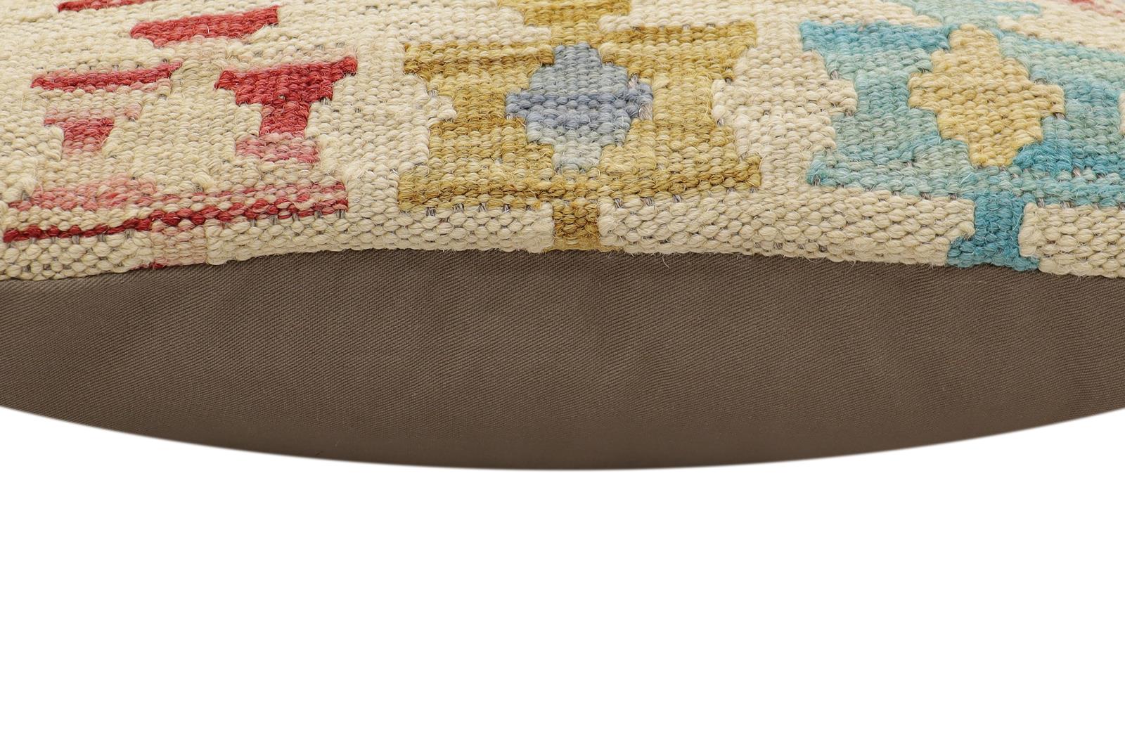 handmade Traditional Pillow Beige Red Hand-Woven SQUARE 100% WOOL Hand woven turkish pillow2 x 2
