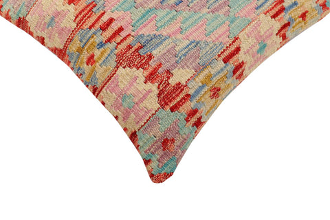 handmade Traditional Pillow Red Blue Hand-Woven SQUARE 100% WOOL  Hand woven turkish pillow  2 x 2