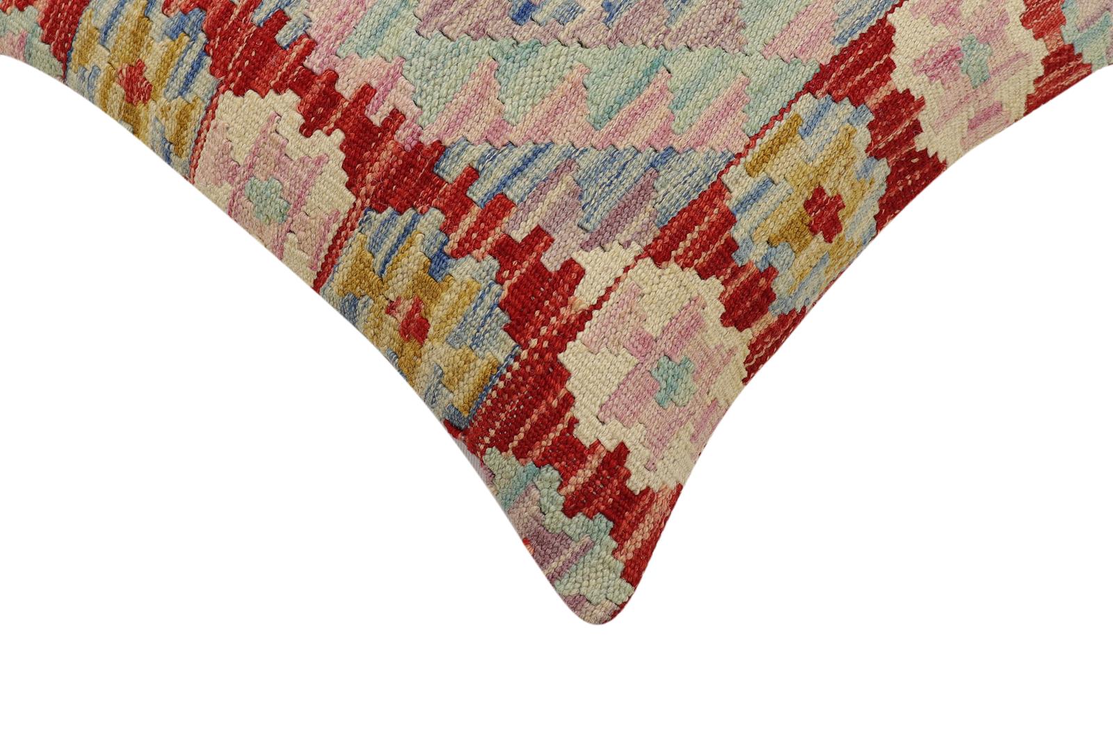 handmade Traditional Pillow Red Blue Hand-Woven SQUARE 100% WOOL Hand woven turkish pillow2 x 2