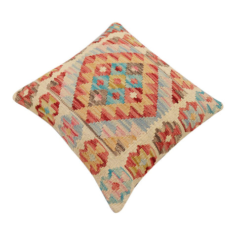 handmade Traditional Pillow Red Blue Hand-Woven SQUARE 100% WOOL  Hand woven turkish pillow  2 x 2