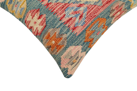 handmade Traditional Pillow Blue Red Hand-Woven SQUARE 100% WOOL  Hand woven turkish pillow  2 x 2