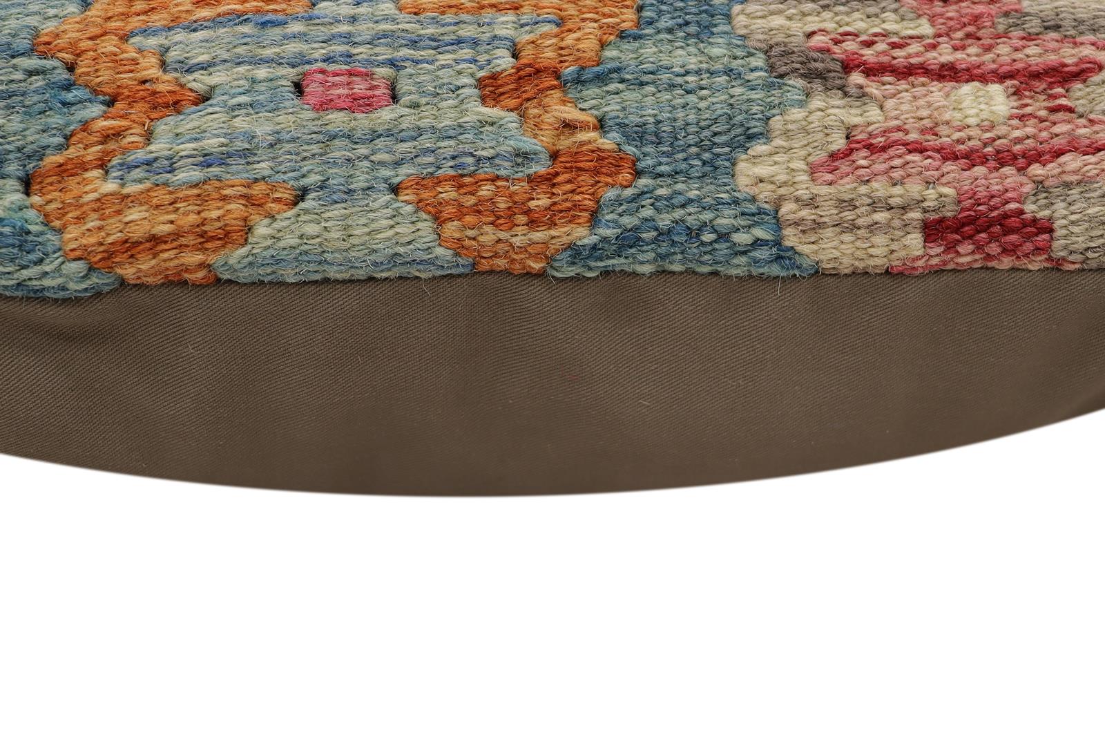 handmade Traditional Pillow Blue Red Hand-Woven SQUARE 100% WOOL  Hand woven turkish pillow  2 x 2