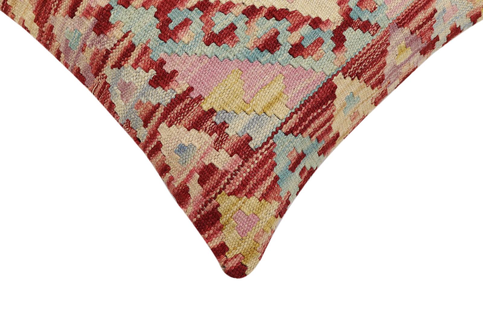 handmade Traditional Pillow Red Blue Hand-Woven SQUARE 100% WOOL Hand woven turkish pillow2 x 2