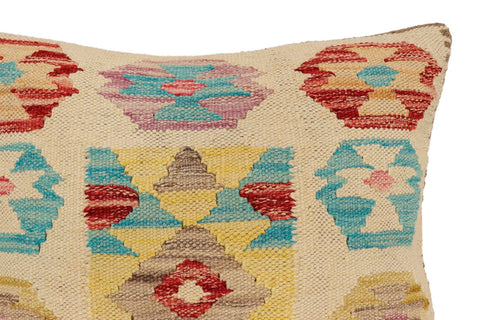 handmade Traditional Pillow Beige Red Hand-Woven SQUARE 100% WOOL  Hand woven turkish pillow  2 x 2