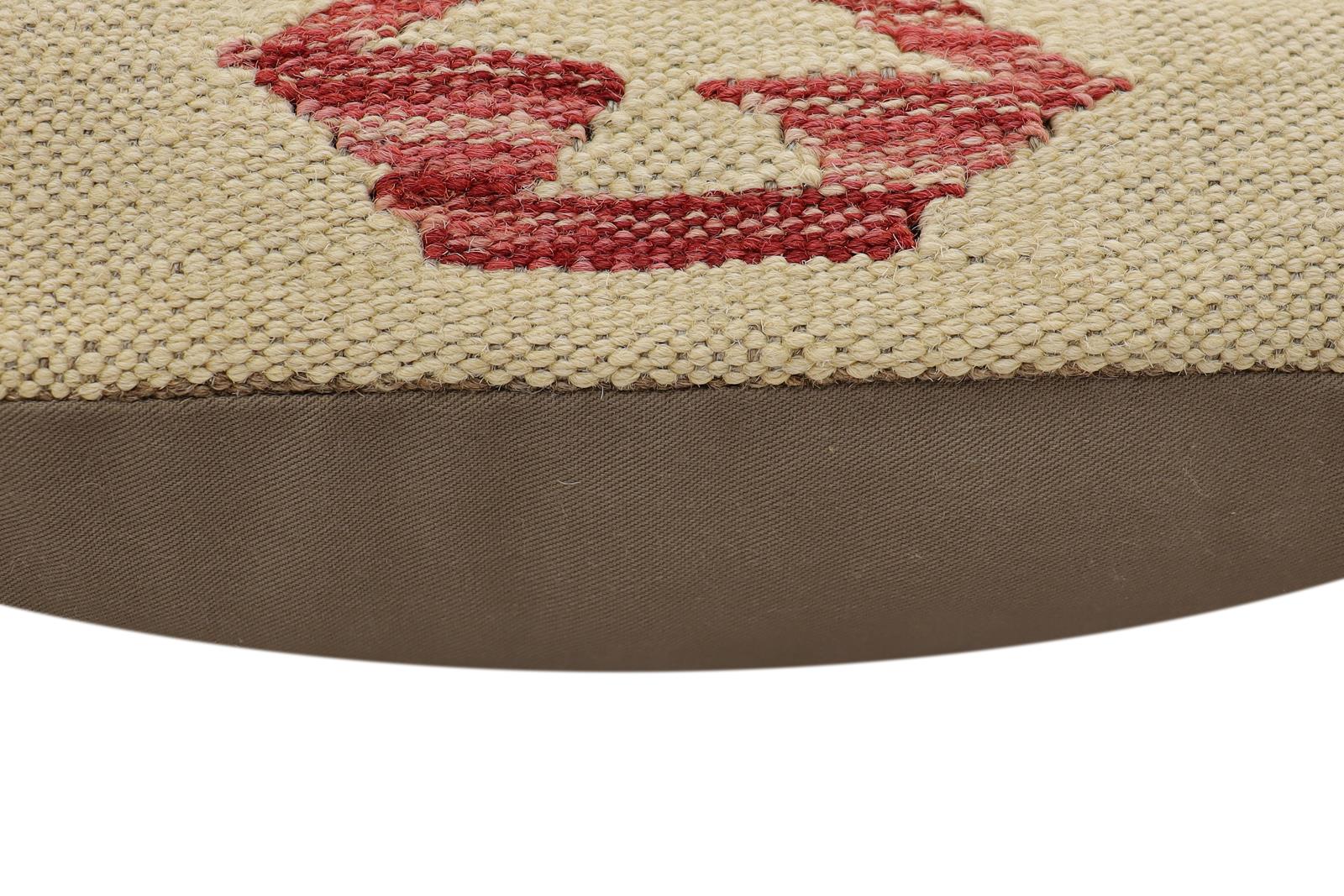 handmade Traditional Pillow Beige Red Hand-Woven SQUARE 100% WOOL Hand woven turkish pillow2 x 2