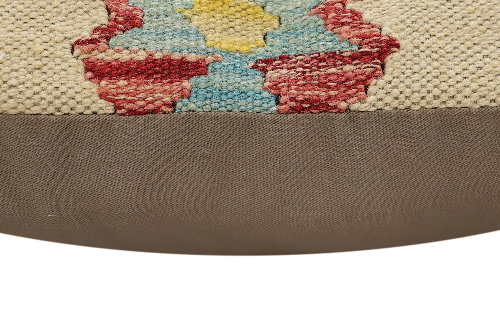 handmade Traditional Pillow Beige Red Hand-Woven SQUARE 100% WOOL Hand woven turkish pillow2 x 2