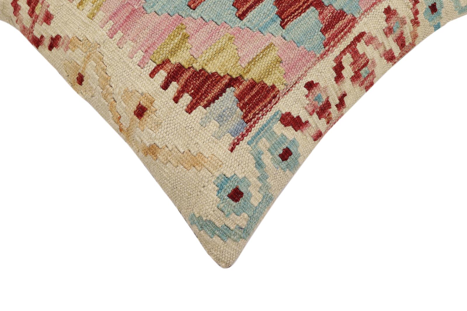 handmade Traditional Pillow Beige Rust Hand-Woven SQUARE 100% WOOL Hand woven turkish pillow2 x 2