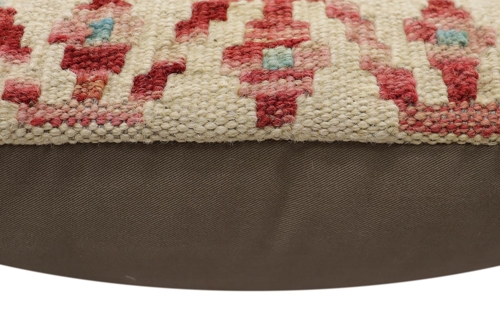 handmade Traditional Pillow Beige Rust Hand-Woven SQUARE 100% WOOL Hand woven turkish pillow2 x 2
